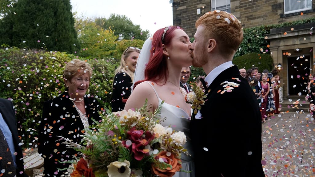 Lucy and Kyle's beautiful autumn wedding at Horton Grange, captured by a Horton Grange wedding videographer.